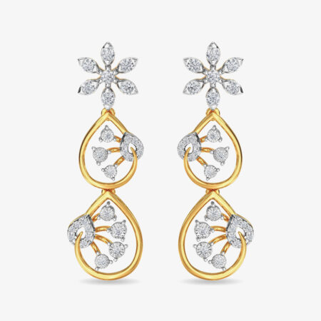 Diamond Trinity Earring Dangler Rose Gold