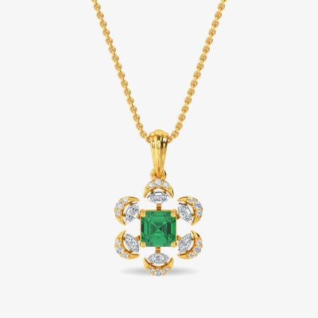 Esra Floral Diamond Pendant Set White Gold