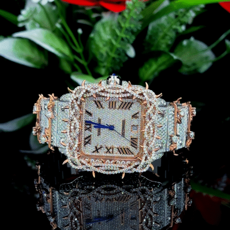 Krushnam's Rose White Dual-tone Throns Cartier with Roman letter