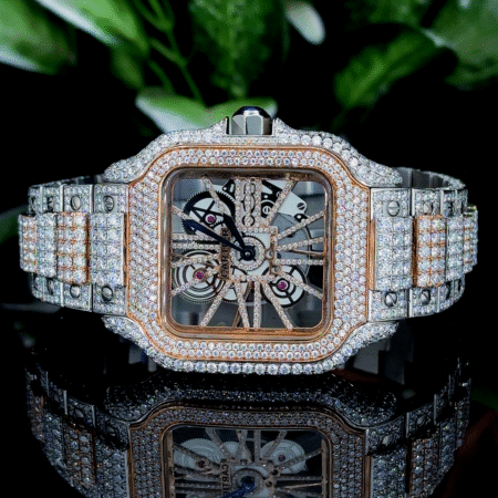 Krushnam's Rose White Dual tone Cartier Skeleton with Highted Collet