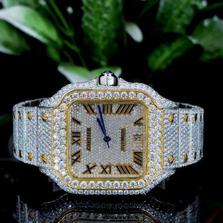 Krushnam's Gold White Dual-tone Cartier with Roman Letter