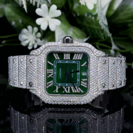 Krushnam's Full White Green Face Cartier with Roman Letter