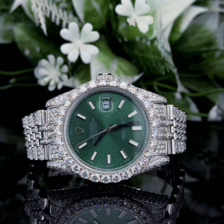 Krushnam's Full White Green Face Rolex with Regular letter