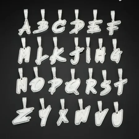 Classic Punk Moissanite Diamond Initial 26 Letter Charms Pendant