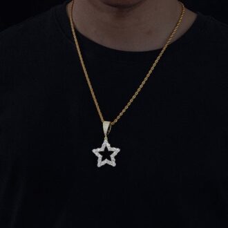 925 Sterling Silver Hollow Star Moissanite Pendant