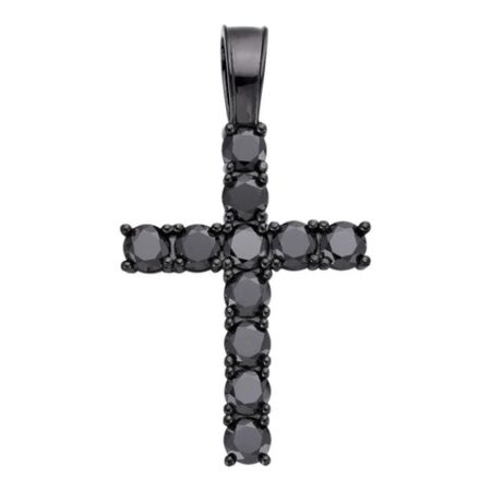 Black Moissanite Diamond Tennis Cross Pendant