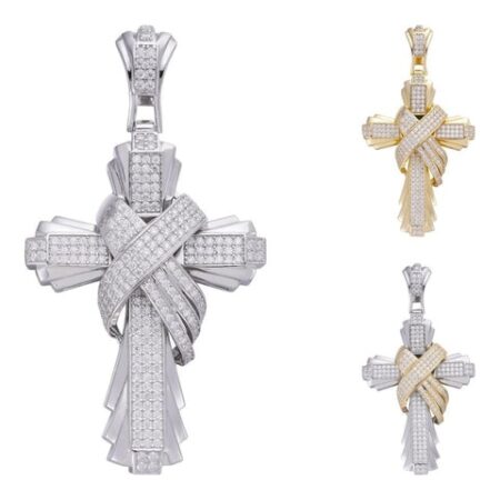 Hip Hop Iced Crossover Cross Moissanite Pendant