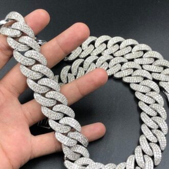 25mm Cuban Link Iced out Hip Hop VVS Moissanite S925 sterling silver Cuban Chain