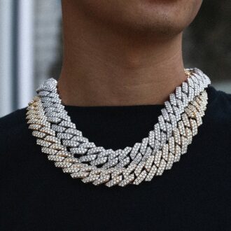 Full Ice Out Moissanite Round Cut Prong Double Row Cuban Chain