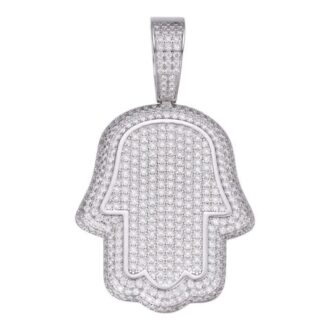 925 Sterling Silver Hamsa Hand Moissanite Pendant