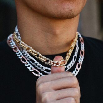 Round Brilliant Cut Moissanite Iced Out Figaro Hip Hop Luxury Chain