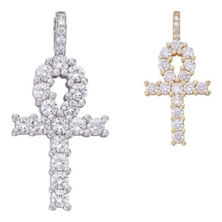Luxury Hip Hop Tennis Ankh Cross Moissanite Pendant