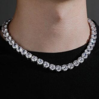 Round Cut Colorless Moissanite Diamond Tennis Hip Hop Chain