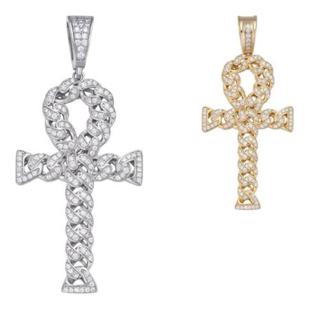 Excellent Ankh Cuban Link Cross Moissanite Pendant