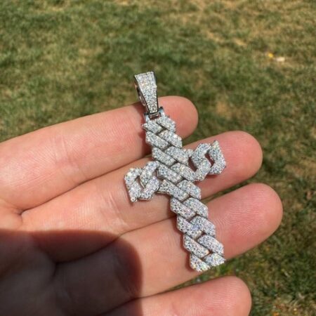 Miami Cuban Link Moissanite Cross Pendant