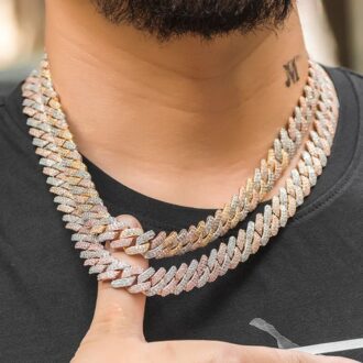 Two Tone Lab Crated Moissanite Iced Out Chain For Him
