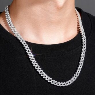 925 Sterling Silver Iced Out Moissanite Hip Hop Chain With Elegant Look