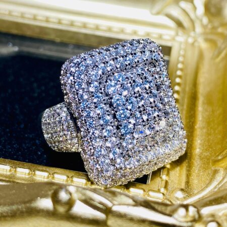 Luxury Style High End Jewelry Buss Down 925 Silver VVS Moissanite Man's Ring