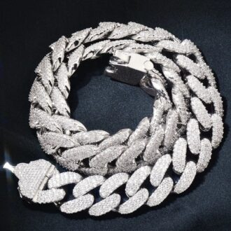 D Color Moissanite Buckle Clasp Curb Cuban Chain Gift For Men's