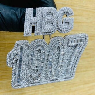Custom Number/Date Baguette Moissanite Hip Hop Custom Bail Pendant