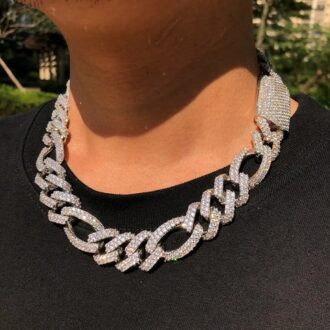 Moissanite Diamond Iced Figaro Cuban Link Hip Hop Luxury Chain