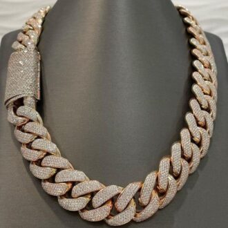 20mm Moissanite Diamonds Studded Cuban Link Two Tone Chain Iced out Rapper chain