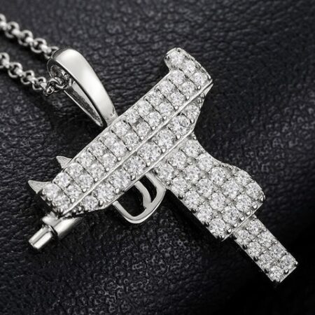 925 Sterling Silver Machine Gun Hip Hop Chain Necklace