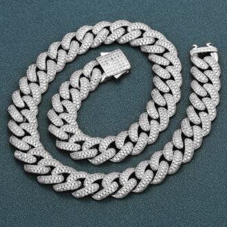 D Color Moissanite 925 Sterling Silver Cuban Linked Hip Hop Chain