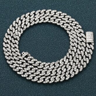 Iced Out VVS1 Moissanite Sterling Silver Round Brilliant Cut Hip Hop Chain