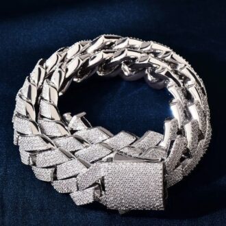 925 Sterling Silver Iced Out Moissanite Cuban Linked Chain