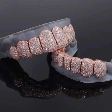 Rose Gold Plated Handmade Moissnaite Grillz For Men's
