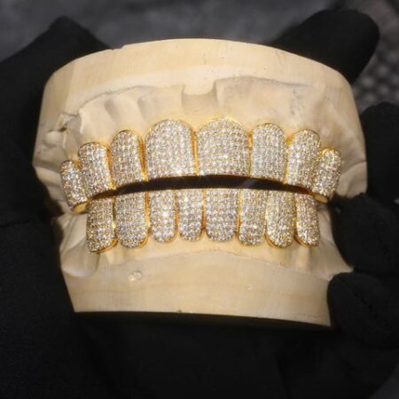 Handcrafted Customize 14K Yellow Gold Plated Moissanite Grillz