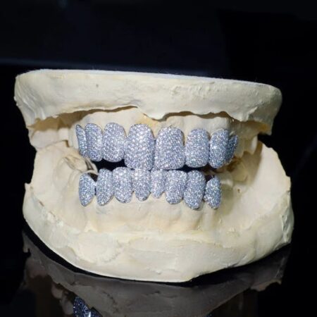 14K White Gold Plated VVS1 Moissanite Iced Out Grillz