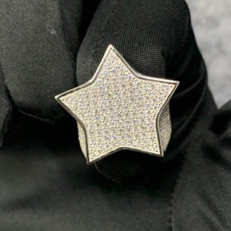 Star shaped Moissanite diamond rapper stylish hip hop ring for men's and women