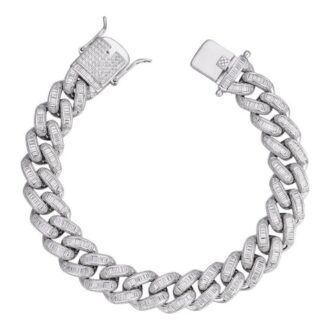 Moissanite Baguette Diamond Cuban Link Bracelet