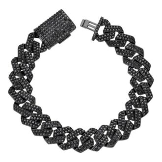 Black Moissanite Miami Cuban Link Hip Hop Bracelet