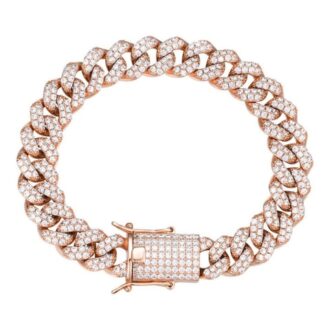 Rose Gold Plated Moissanite Cuban Link Bracelet