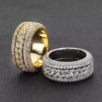 Iced Out Rotating Spinning Hip Hop Moissanite Diamonds Birthday Anniversary Ring