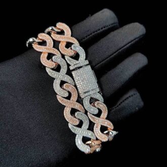 Infinity Link Round And Baguette Cut Moissanite Cuban Chain