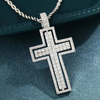 Crisscross Moissanite Diamond Silver Pendant For Men's