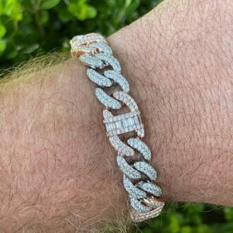 Dual Tone Moissanite Diamond Unisex Hip Hop Bracelet