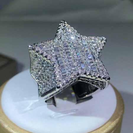 Star shaped Moissanite diamond rapper stylish hip hop men's & Women Unisex Ring