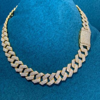 18MM Round Shaped VVS Moissanite Diamond Miami Link Cuban Chain with Custom Box Clasp