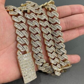 16MM Baguette Diamond Cuban Choker Hip Hop Cuban Miami Chain for Men