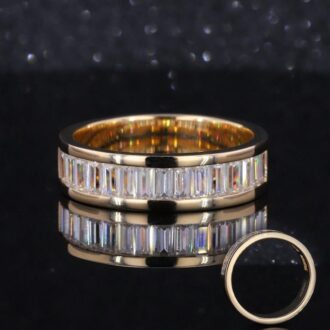 Moissanite Canal 16pcs 2x4mm Emerald Cut Moissanite in Channel Setting band