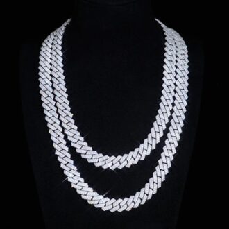 Round Cut 925 Silver Luxury Moissanite Diamond Cuban Chain