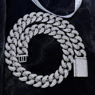 Unique Hip Hop 19 mm Moissanite Diamonds Miami Bezel Pear Cut Men's Cuban Chain