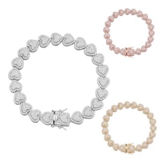 Heart Shape Iced Out Moissanite Bracelet