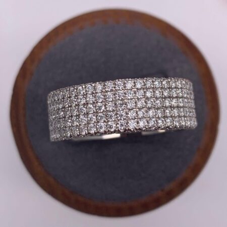 7mm Stylish Men's Pave Sparkling Iced Out 5Row Round Cut Moissanite Diamond Band