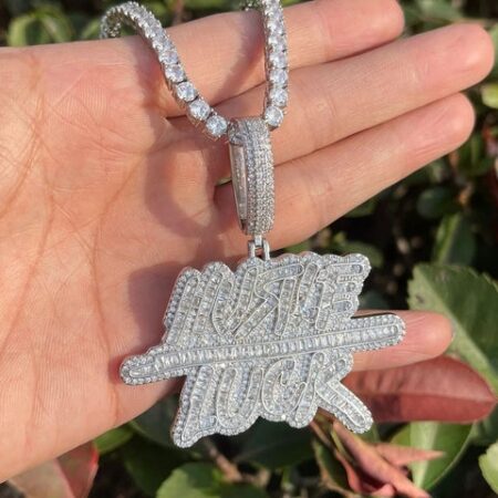 Iced Out Letter Baguette Cut Moissanite Pendant Rapper